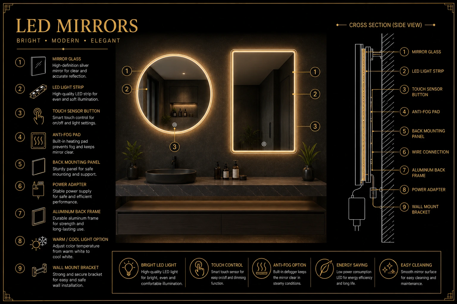 LED mirror technical diagram